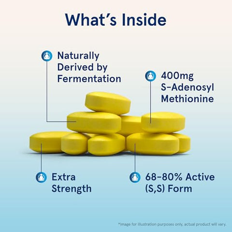 SAMe 400 mg: Suporte para Articulações, Função Hepática e Metabolismo Cerebral – 60 Comprimidos (Até 60 Dias de Suprimento) - Jarrow Formulas