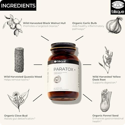 Natural para Suporte de Limpeza Direcionada | Aprovado por Médicos | com Quássia e Casca de Nogueira Preta | Vegano e Não-OGM | 90 Cápsulas - Blisque