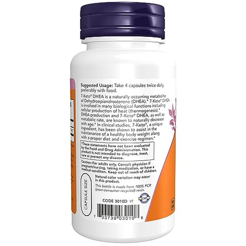 7-Keto 25 mg – Gerenciamento de Peso, 90 Cápsulas Vegetais - NOW Foods