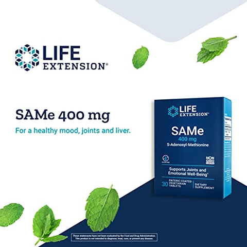 Same 400 mg – Suporte ao Humor e Saúde do Fígado com S-Adenosil-Metionina Revestida Entérica - Life Extension