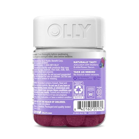 Alívio da Constipação Keep it Moving – Ruibarbo, Ameixas, Amla – Sabor de Ameixa e Frutas Vermelhas – 30ct - OLLY