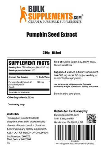 Pó de Extrato de Semente de Abóbora BulkSupplements.com – Suporte à Bexiga – Pó de Abóbora – Suplementos de Fibra Solúvel – Pó de Semente de Abóbora (250g – 8,8 oz)