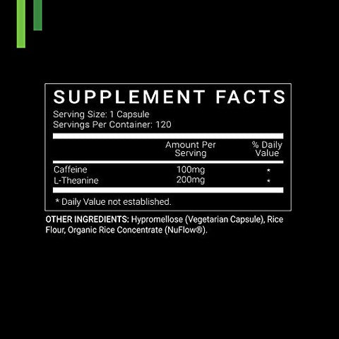 SYMNUTRITION - Cafeína 100mg, L-Teanina 200mg — 120 Unidades (Cápsulas Vegetais) / 120 Porções: Fabricado em uma Instalação Registrada cGMP nos EUA; Vegano