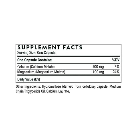 THORNE - Suplemento Thorne Calcium-Magnesium Malate – Sem Glúten com Magnésio: Marca de Qualidade para Saúde Óssea e Muscular