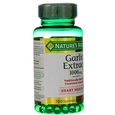 Nature's Bounty - Nature’s Bounty Extrato de Alho 1000 mg Cápsulas Softgels para Suporte Cardiovascular, 100 un (Pacote com 2)