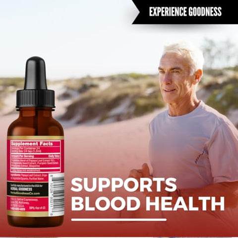 Líquido de Folha de Mamão para Aumento Natural de Plaquetas Sanguíneas – Tintura Líquida 30ml – Impulsionador Natural de Plaquetas Sanguíneas - Herbal Goodness