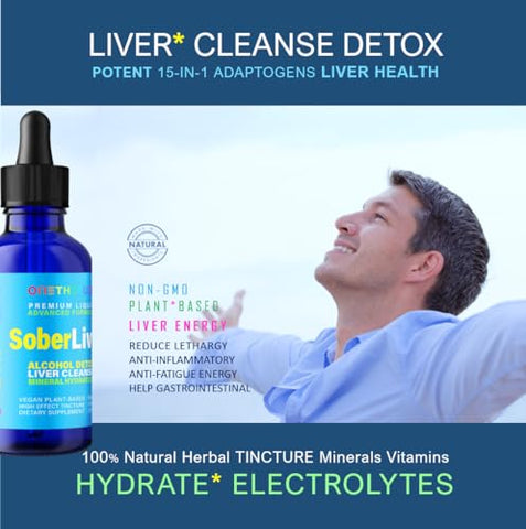 ONETHEFUEL - Sober Liver 60ml – Limpeza e Desintoxicação do Fígado à Base de Plantas para Apoio à Hidratação Natural e Saúde do Fígado com Reishi, Cardo de Leite e Rodiola – Vegano – 15 Ervas Absorção Rápida