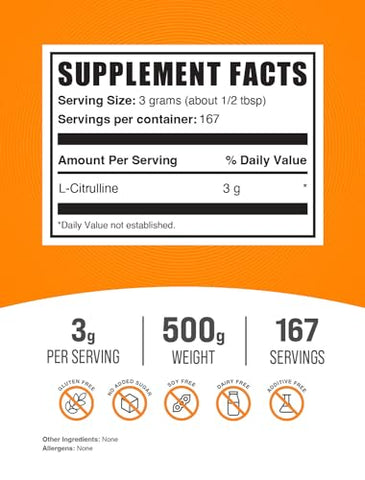 com L-Citrulline em Pó – Suplemento de Citrulina, 3000mg de L-Citrulline em Pó, Sem Sabor – 3000mg de L-Citrulline em Pó, Unflavored – 3000mg de L-Citrulline em Pó, Sem Sabor – BulkSupplements.com - BulkSupplements
