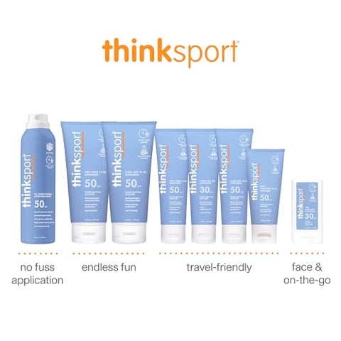Spray Solar Mineral SPF 50 – Proteção Solar UVA/UVB com Óxido de Zinco Natural – Resistente à Água – 177 ml - Thinksport