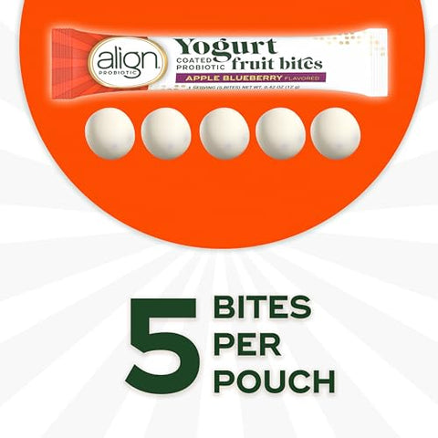Probiótico, Mordidas de Frutas Probióticas com Cobertura de Iogurte, Probiótico Adicionado Ajuda a Apoiar a Saúde Digestiva, 21 Pacotes, 105 Mordidas - Align