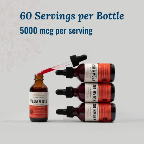 Vegan Vitamin B12 Sublingual Liquid Drops – Live Conscious: Fórmula Methylcobalamin Max Strength B12 5000mcg – Suporte Energético e Memória – 60ml