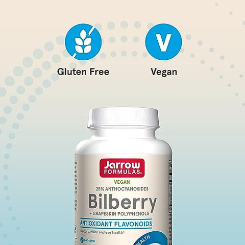 Cápsulas de Mirtilo com Polifenóis da Casca de Uva, Saúde Visual e Ocular, 60 Cápsulas Vegetarianas, Até 30 Dias de Suprimento - Jarrow Formulas