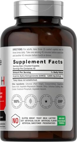 Nitric Oxide Max 3600mg | 120 Cápsulas | com Arginina AAKG para Homens e Mulheres | Vegetariano, Não-OGM | Marca Horbäach - Horbäach