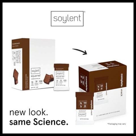 Snack Mini Barras de Proteína – Chocolate Brownie, 1g açúcar, Barras de Proteína, Sem Glúten, 6g de Energia Vegana – 24 unidades - Soylent