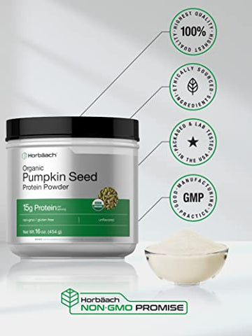 Proteína de Semente de Abóbora Orgânica | 454g | Vegetariana, Sem Glúten e Fórmula Não-OGM | Suplemento Keto e Paleo | 15g de Proteína por Porção - Horbäach