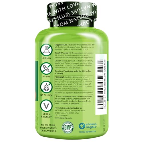 Postnatal Multivitamínico – Vitamina D à base de plantas, Ácido Fólico, Ferro Suave – Suporte pós-natal para lactação – Mãe que amamenta, Bebê – 180 cápsulas - NATURELO