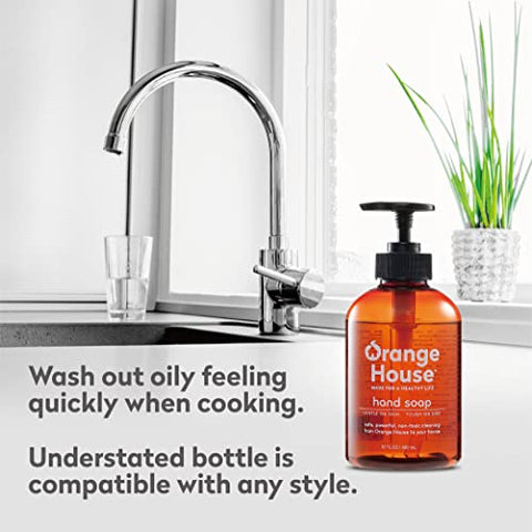 Sabonete Líquido ORANGE HOUSE com Óleo de Laranja Natural Grau Alimentício, Fragrância Fresca, 355 ml (3 Unidades)