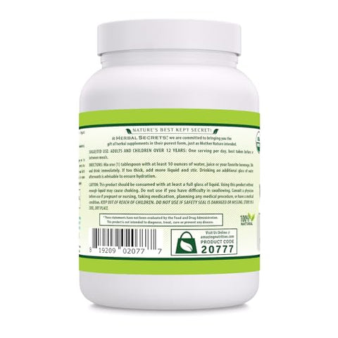 Psyllium Husk Orgânico USDA em Pó 24 oz | 5g por Porção | 136 Porções | Livre de Transgênicos | Sem Glúten | Fabricado nos EUA - Herbal Secrets
