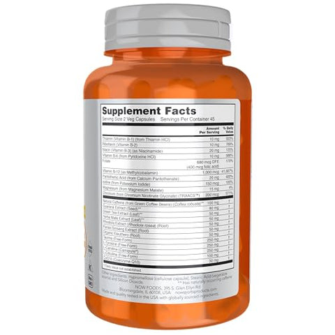 Sports Nutrition: Energia Extrema para Esportes com Vitaminas B e Cofatores como Cromo, Magnésio Malato e Carnitina, 90 Cápsulas Vegetais - NOW Foods