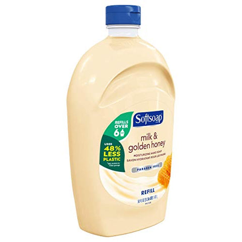 Recarga de Sabonete Líquido Softsoap, Leite e Mel Dourado, Sabonete para as Mãos no Banheiro em Quantidade, Sabonete Líquido Perfumado Premium, 300 ml no Total (50 ml por Frasco, Caixa com 6 Frascos)