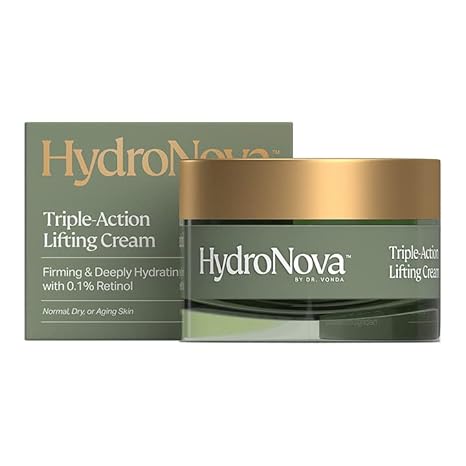 HYDRONOVA - Creme Lifting Triplo de Ação by Dr. Vonda com Retinol 0.1%, Peptídeos e Ceramidas | 50ml | Fórmula Antirrugas Firmadora para Mulheres | Pele Lisa, Preenchida e com Aparência Jovem | Noturno