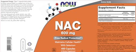 NOW Foods - Now NAC 600 mg, 400 Cápsulas Vegetais (Pacote com 2), N-Acetil Cisteína com Selênio – Compre Online
