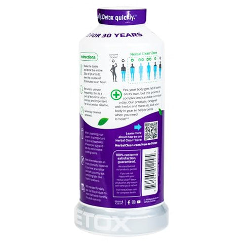 QCarbo32 Bebida Detox Premium de 32 Fl Oz Sabor Uva – Marca Herbal Clean - Herbal Clean