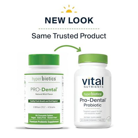 Probiótico Dental Pro com BLIS K12 e M18 | Premium Vegano para Saúde Bucal e Mau Hálito | Sem Açúcar | Comprimido Mastigável de Menta | Livre de Glúten e Lactose | 90 - Hyperbiotics