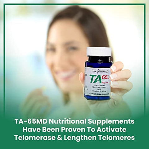 T.A. Sciences - Suplemento Ativação Telomerase – TA 65 MD, Reparo DNA, Comprimento Telômero, Anti Envelhecimento, Rejuvenescimento Celular, 30 Cápsulas