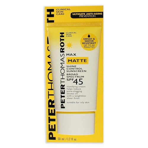 Protetor Solar Max Matte Shine Control FPS 45 | Protetor Solar Matificante para Pele Oleosa, Resistente à Água, 50 ml (1 unidade) - Peter Thomas Roth