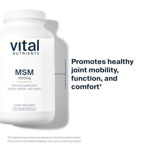 MSM 1000 mg – Enxofre Orgânico Natural – 240 Cápsulas - Vital Nutrients