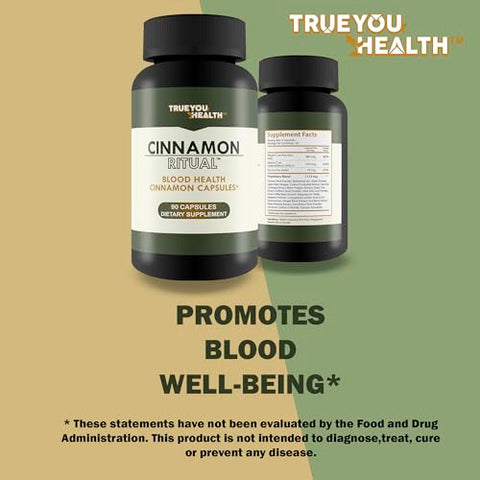 True You Health - Canela Ritual – Melhor Suplemento de Canela para Suporte Sanguíneo – Cápsulas de Extrato de Canela – Comprimidos de Canela – Suplementos de Canela – Cápsulas de Canela para