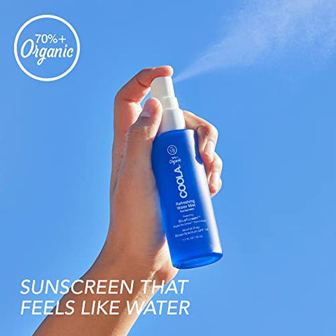 COOLA Orgânico Hidratante Facial em Spray com Água Refrescante e FPS 18, Protetor Solar Facial Testado por Dermatologistas com Tecnologia Digital Anti-Stress BlueScreen Derivada de Plantas