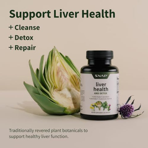 Suporte para a Saúde do Fígado, Limpeza Natural e Desintoxicação do Fígado, 60 Unidades (Pacote com 2) - Snap Supplements