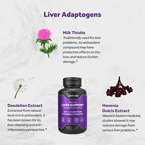 Silymarin Leite de Cardo 1300mg Enriquecido com Complexo B – Saúde do Fígado - Naturalis