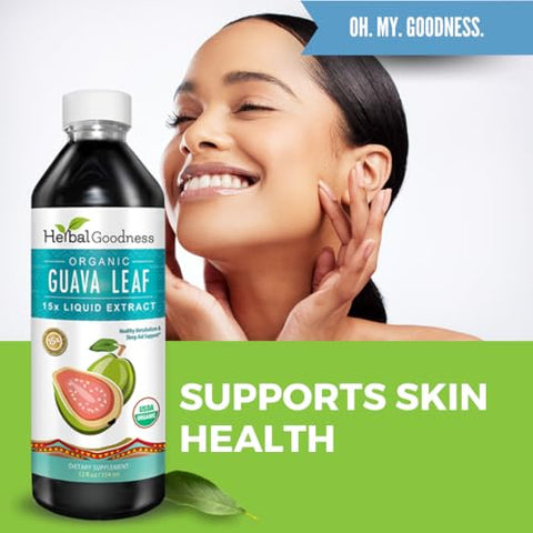 Herbal Papaya - Extrato de Folha de Goiaba Orgânico | Folhas de Goiaba | Hojas de Guayaba | Suplemento Líquido Antioxidante, Apoio à Saúde Digestiva, Não-OGM por Herbal Goodness – 355ml