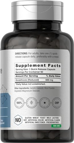 Suplemento de Glutationa 500mg | 60 Cápsulas | Não-OGM | Marca Horbäach - Horbäach