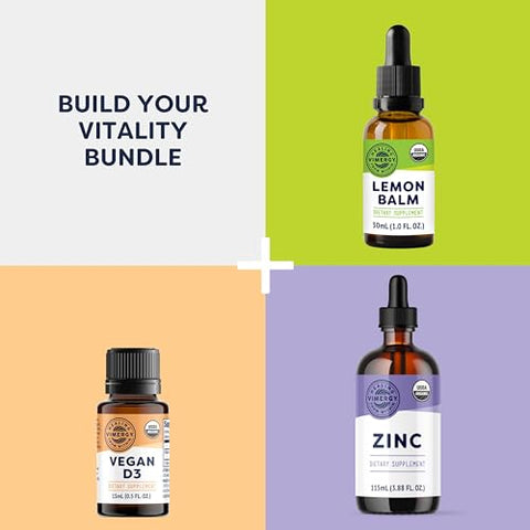 B12 Orgânico USDA, 30 Porções – Vitamina Líquida B-12 Livre de Álcool – Suporta Energia Cerebral, Sistema Nervoso, Cognição, Memória – Sem Glúten, Não-OGM, Vegano - Vimergy