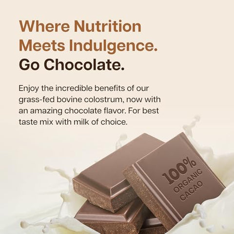 Baese Nutrition - Chocolate Orgânico em Pó de Colostro Bovino 4000mg para Humanos – Probióticos de Colostro de Gado Alimentado com Grama – Suplemento de Colostro para Crianças