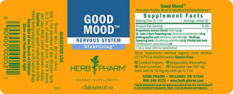 Fórmula Herbal Líquida Good Mood com Hipérico para Equilíbrio Emocional Saudável – 30ml - Herb Pharm