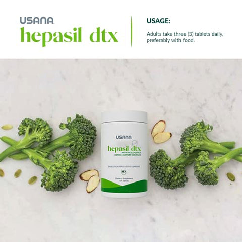 Hepasil DTX com Complexo de Suporte à Desintoxicação InCelligence para Suporte Abrangente ao Fígado* – 84 Comprimidos – Fornecimento de 28 Dias - USANA