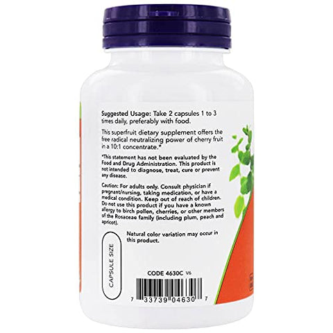 NOW Foods - Now Foods Concentrado de Cereja 750 mg – 90 Cápsulas Vegetais 2 Pack | 100% Natural | Antioxidante Potente