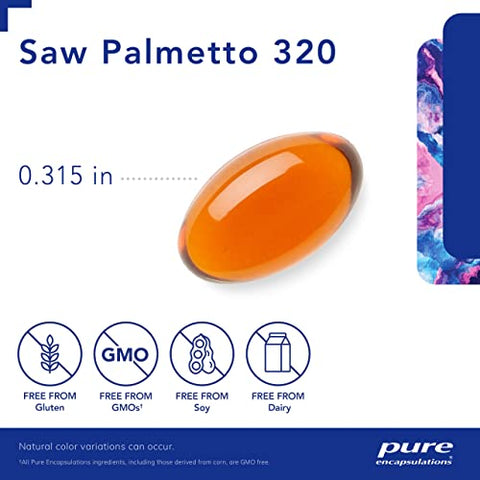 Saw Palmetto 320 – Ácidos Graxos | 100% Natural | Suporte à Saúde Masculina | 60 Cápsulas - Pure Encapsulations
