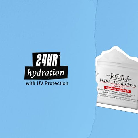 Kiehl’s Ultra Facial Cream SPF 30: Hidratante Facial Diário Leve para Todos os Tipos de Pele, Hidratação 24 horas, Proteção Solar UV, Não Oleoso, Absorção Rápida, com
