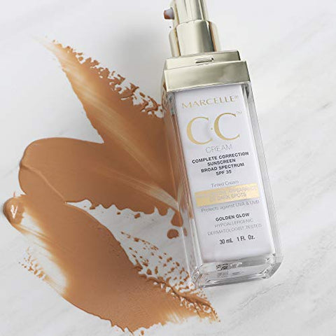 MARCELLE - Marcelle CC Cream SPF 35 – Tonalizante Universal Golden Glow, Realçador de Pele, Livre de Parabenos, 30ml