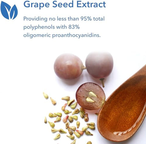 Extrato de Semente de Uva, Proantocianidinas, Polifenóis, Orgânico, Cápsulas de 300mg – 90 Unidades - Allergy Research Group