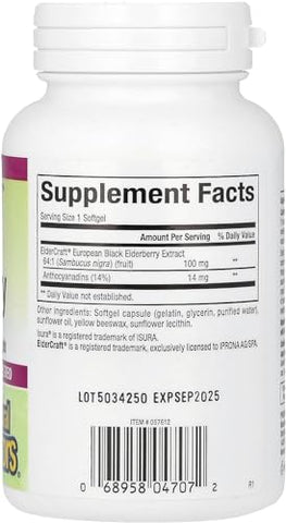 Black Elderberry, 100 mg, 120 Cápsulas Softgels de Ação Rápida - Natural Factors