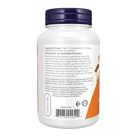 Saccharomyces Boulardii – Probiótico 5 Bilhões UFC, 120 Cápsulas Vegetais - NOW Foods