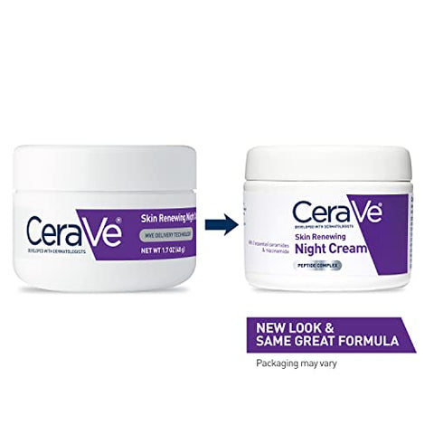 Creme Noturno Renovador da Pele | Niacinamida, Complexo de Peptídeos e Hidratante de Ácido Hialurônico para o Rosto | 50 ml, Embalagem pode Variar - CeraVe