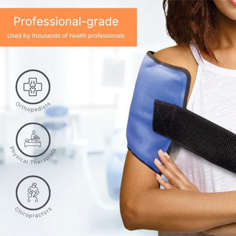 NatraCure - FlexiKold Gel Reutilizável Grande com Alças – Compressa Gelada para Lesões – Envoltório Flexível de Gelo Médico para Costas, Ombros, Pernas, Joelhos, Ciática, Dor Muscular | Marca FlexiKold